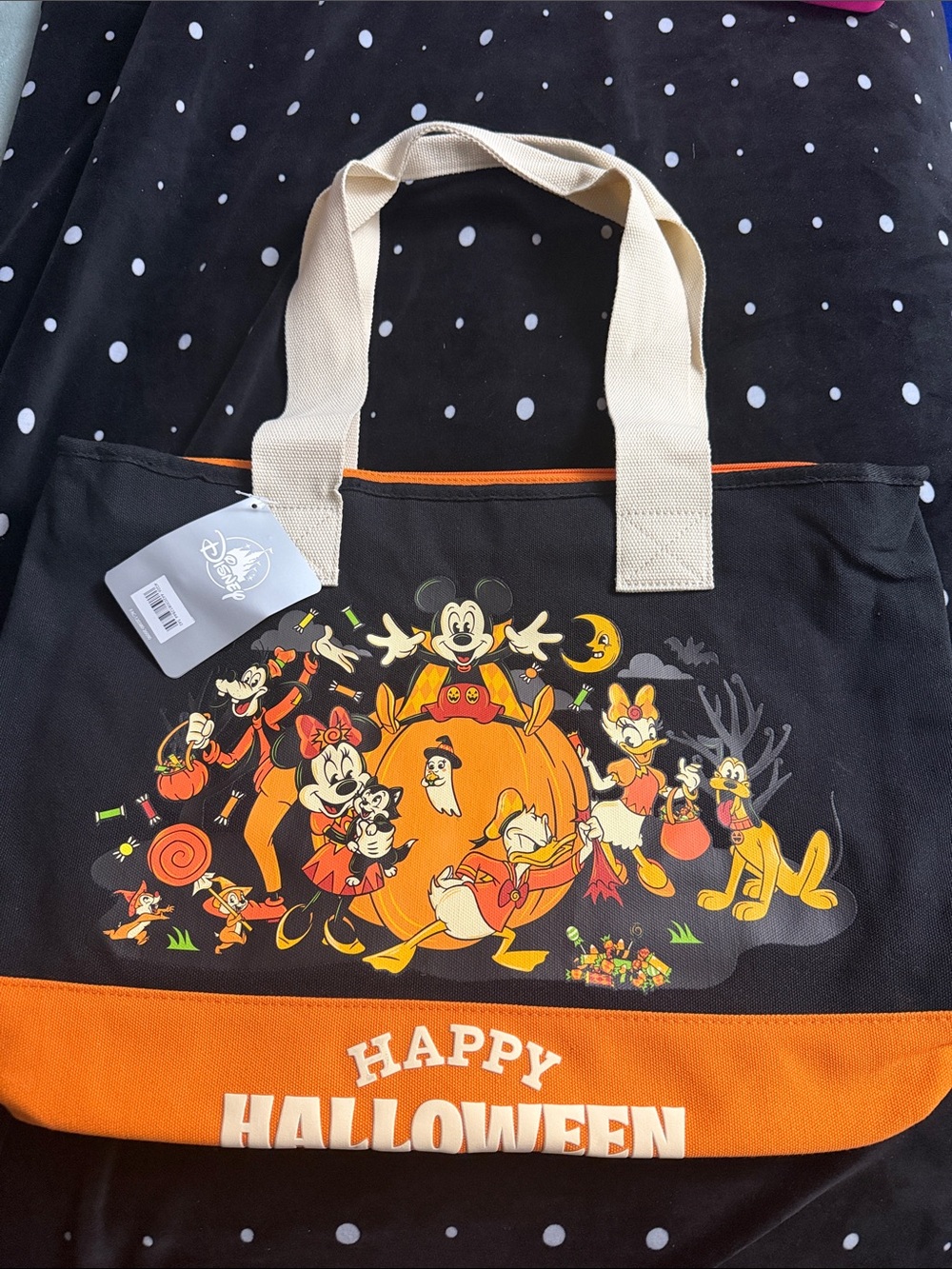 2026 Disney Halloween Tote Bag - Black, Orange & Cream